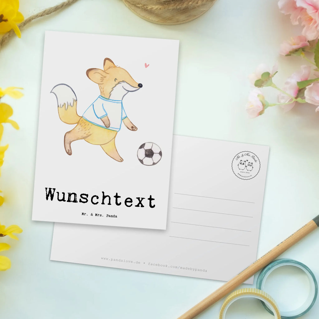 Personalised postcard Fox play soccer Gift, sport, hobby, giving, thank you, award, profit, athlete, soccer tournament, point games, soccer club, football, soccer training, Playing soccer, soccer team