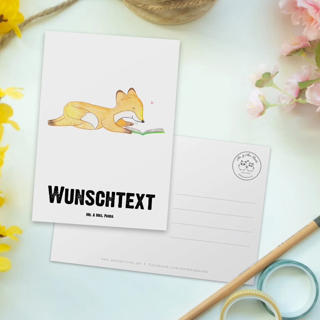 Personalisierte Postkarte Fuchs Lesen Karte mit Namen, Einladung mit Namen, Geschenkkarte mit Wunschtext, Einladung mit Wunschtext, Postkarte mit Namen, Postkarte personalisierbar, Geschenkkarte mit Namen, Ansichtskarte mit Wunschtext, Grußkarte mit Namen, Karte mit Wunschtext, Ansichtskarte mit Namen, Postkarte bedrucken, Postkarte mit Wunschtext, Grußkarte mit Wunschtext, Geschenk, Sport, Sportart, Hobby, Schenken, Danke, Dankeschön, Auszeichnung, Gewinn, Sportler, Bücher lesen, lesen, Bücherwurm