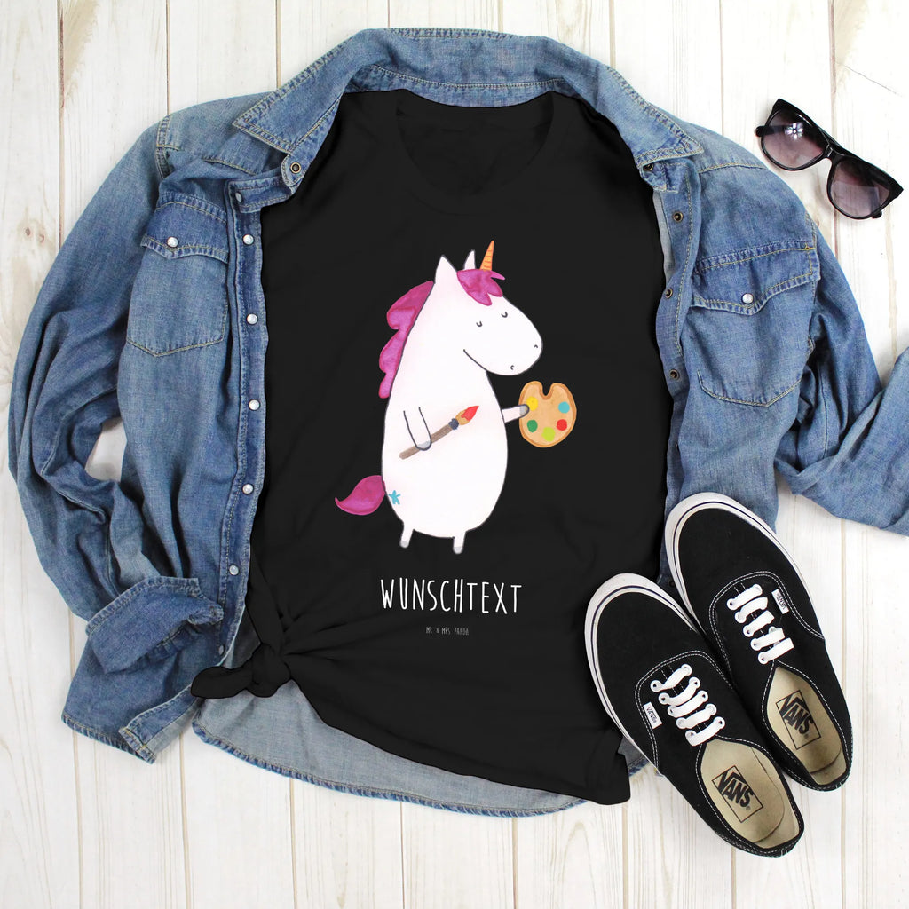 Rozmiar L Personalizowana koszulka Jednorożec Artysta Bedrucken, T-Shirt mit Namen, T-Shirt mit Aufruck, Wunschtext, T-Shirt Personalisiert, Einhorn Deko, Unicorn, Einhorn, Einhörner, Maler, Farbe, Geschenk, Pinsel, Englisch, Artist, Zeichnen, Welt, Malen, Künstler, Stift