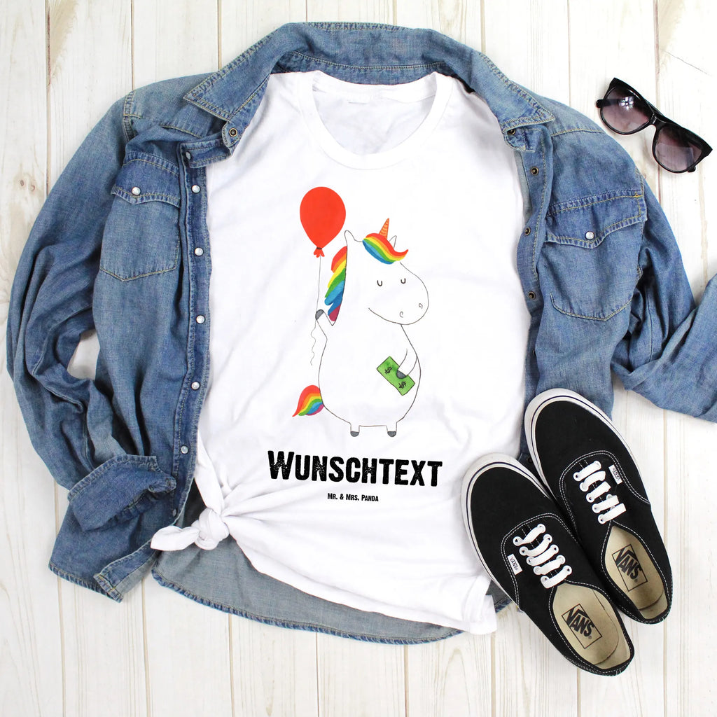 Personalisiertes T-Shirt Einhorn Luftballon T-Shirt mit Aufruck, Bedrucken, Wunschtext, T-Shirt Personalisiert, T-Shirt mit Namen, Einhorn Deko, Unicorn, Einhorn, Einhörner, Geld, Lebenslust, Freude, Luftballon, Freundin, Geschenk