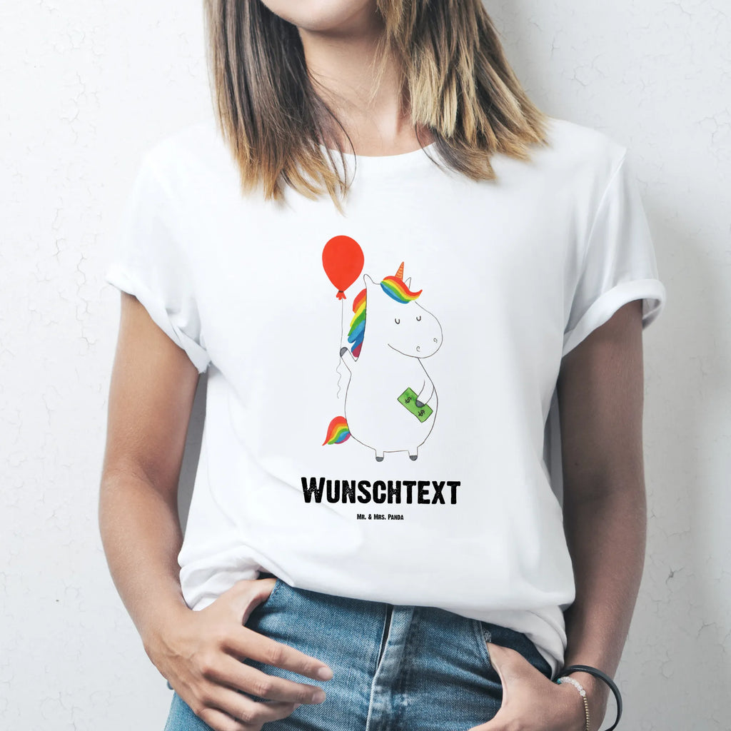 Personalisiertes T-Shirt Einhorn Luftballon T-Shirt mit Aufruck, Bedrucken, Wunschtext, T-Shirt Personalisiert, T-Shirt mit Namen, Einhorn Deko, Unicorn, Einhorn, Einhörner, Geld, Lebenslust, Freude, Luftballon, Freundin, Geschenk