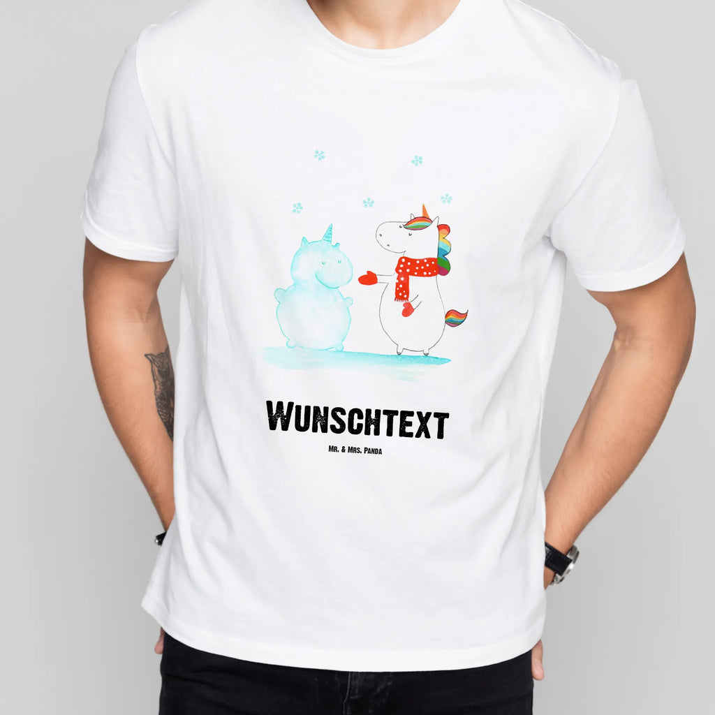 Rozmiar L Personalizowana koszulka jednorożec Bałwan T-Shirt mit Namen, Wunschtext, Bedrucken, T-Shirt mit Aufruck, T-Shirt Personalisiert, Einhorn Deko, Unicorn, Einhorn, Einhörner, Winter, Schneemann, X-Mas, Schnee, kalt, Handschuhe, Weihnachten, Mütze, Kuchen