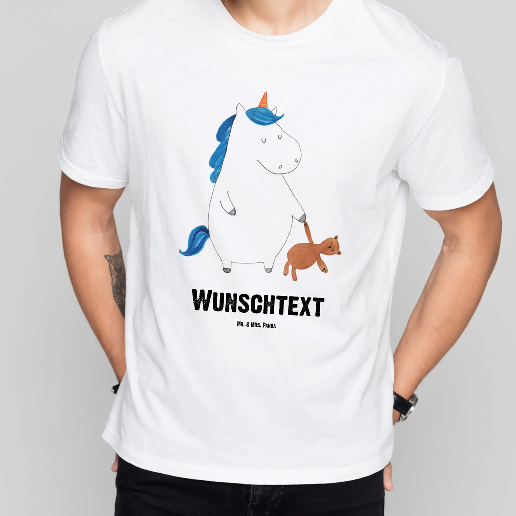 Rozmiar L Personalizowana koszulka Jednorożec Miś Wunschtext, Bedrucken, T-Shirt Personalisiert, T-Shirt mit Aufruck, T-Shirt mit Namen, Einhorn Deko, Unicorn, Einhorn, Einhörner, Freundin, Singleleben, Single, Bett, Gute Nacht, schlafen, Träumen