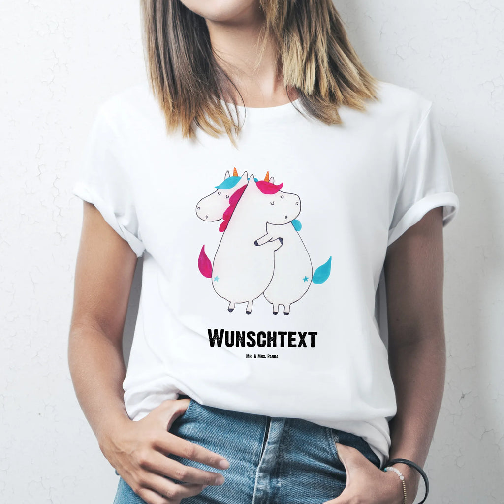 Rozmiar L Personalizowana koszulka Jednorożce Przytulanie T-Shirt Personalisiert, Bedrucken, T-Shirt mit Namen, Wunschtext, T-Shirt mit Aufruck, Einhorn Deko, Unicorn, Einhorn, Einhörner, Liebe, Familie, BFF, Schwester, Schwestern, Freundinnen, Geschwister, Freundin, Sister