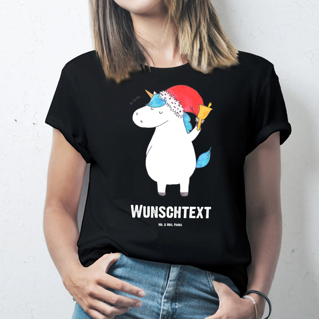 Personalisiertes T-Shirt Einhorn Weihnachtsmann T-Shirt Personalisiert, T-Shirt mit Namen, Wunschtext, Bedrucken, T-Shirt mit Aufruck, Einhorn Deko, Unicorn, Einhorn, Einhörner, Feenstaub, Nikolaus, Weihnachten, Gin, Wunschliste, Schoki, Wunschzettel, Schokolade, Weihnachtsmann