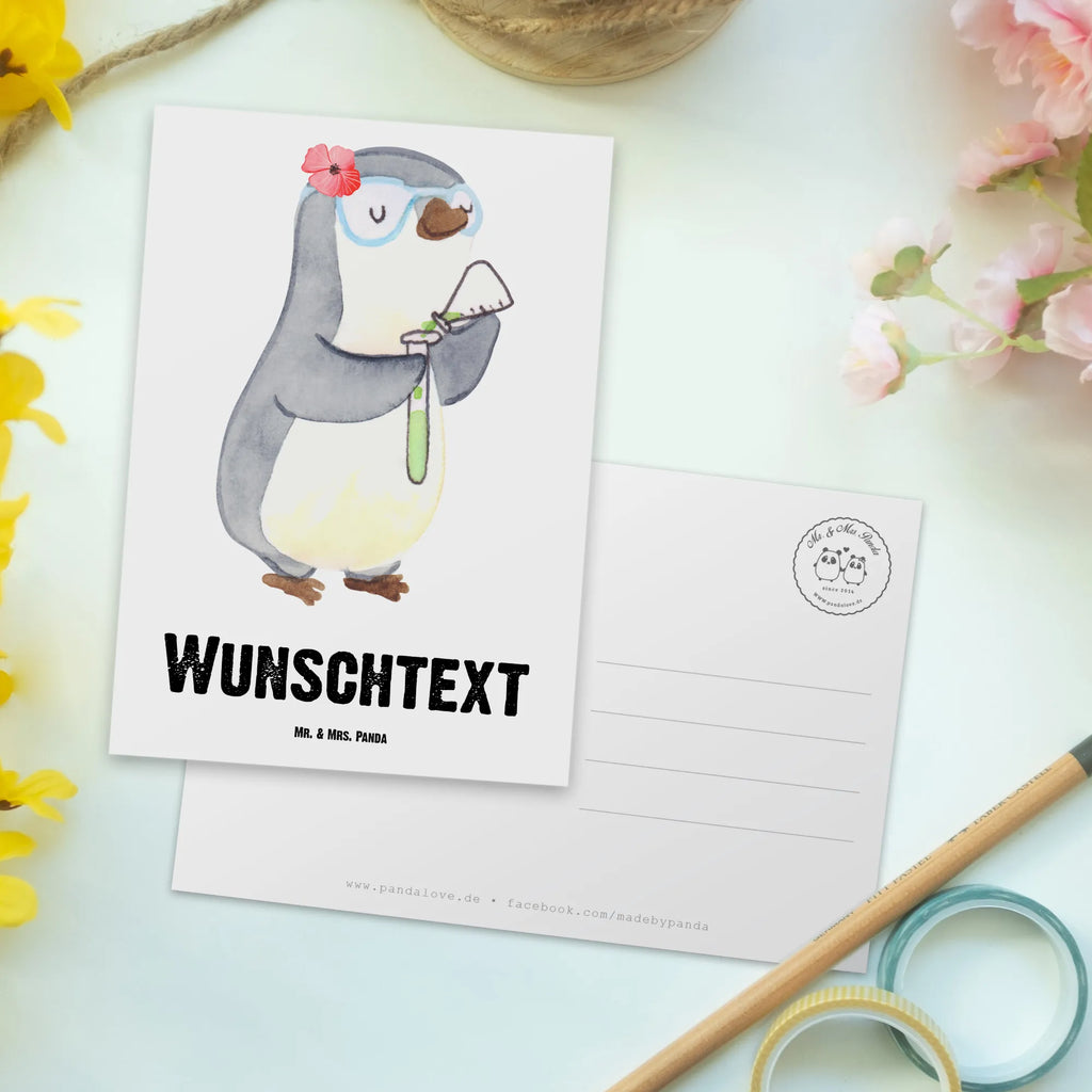 Personalisierte Postkarte Chemikerin mit Herz Ansichtskarte mit Namen, Einladung mit Wunschtext, Ansichtskarte mit Wunschtext, Geschenkkarte mit Wunschtext, Postkarte mit Namen, Grußkarte mit Wunschtext, Grußkarte mit Namen, Postkarte Bedrucken, Geschenkkarte mit Namen, Postkarte mit Wunschtext, Karte mit Namen, Postkarte Personalisierbar, Einladung mit Namen, Karte mit Wunschtext, Geschenk, Schenken, Jubiläum, Danke, Dankeschön, Beruf, Ausbildung, Abschied, Rente, Kollege, Kollegin, Arbeitskollege, Mitarbeiter, Firma, Studium, Wissenschaftlerin, Labor, Chemielaborantin, Chemikerin, Naturwissenschaftlerin, Forschung