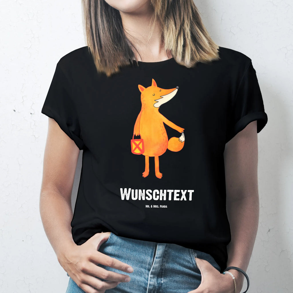 Personalised T-Shirt Fox Lantern T-Shirt mit Aufruck, Bedrucken, Wunschtext, T-Shirt mit Namen, T-Shirt Personalisiert, Fuchs, Spruch Trösten, Cäsar Otto Hugo Flaischlen, Sankt Martin, Füchse, Laternenumzug, Aufmuntern, Laterne, Liebeskummer Spruch