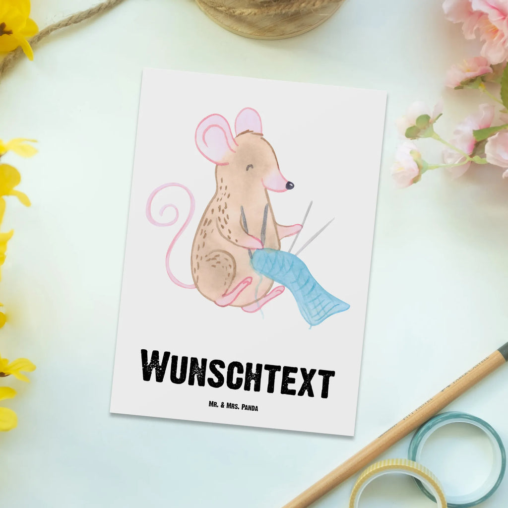 Personalised postcard Mouse Knit Gift, sport, hobby, giving, thank you, award, profit, athlete, Knitting, DIY