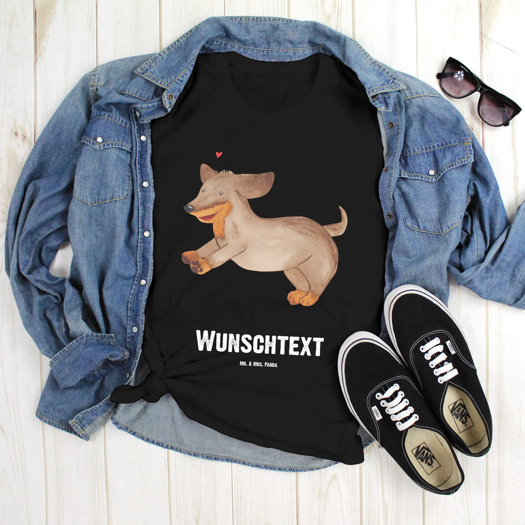 Rozmiar L Personalizowana koszulka pies Jamnik T-Shirt Personalisiert, Wunschtext, T-Shirt mit Namen, T-Shirt mit Aufruck, Bedrucken, Hundemotiv, Hund, Haustier, Tierliebhaber, Sprüche, Hunderasse, Hundebesitzer, Dachshund, Dackel, Happy Dog, Hunde