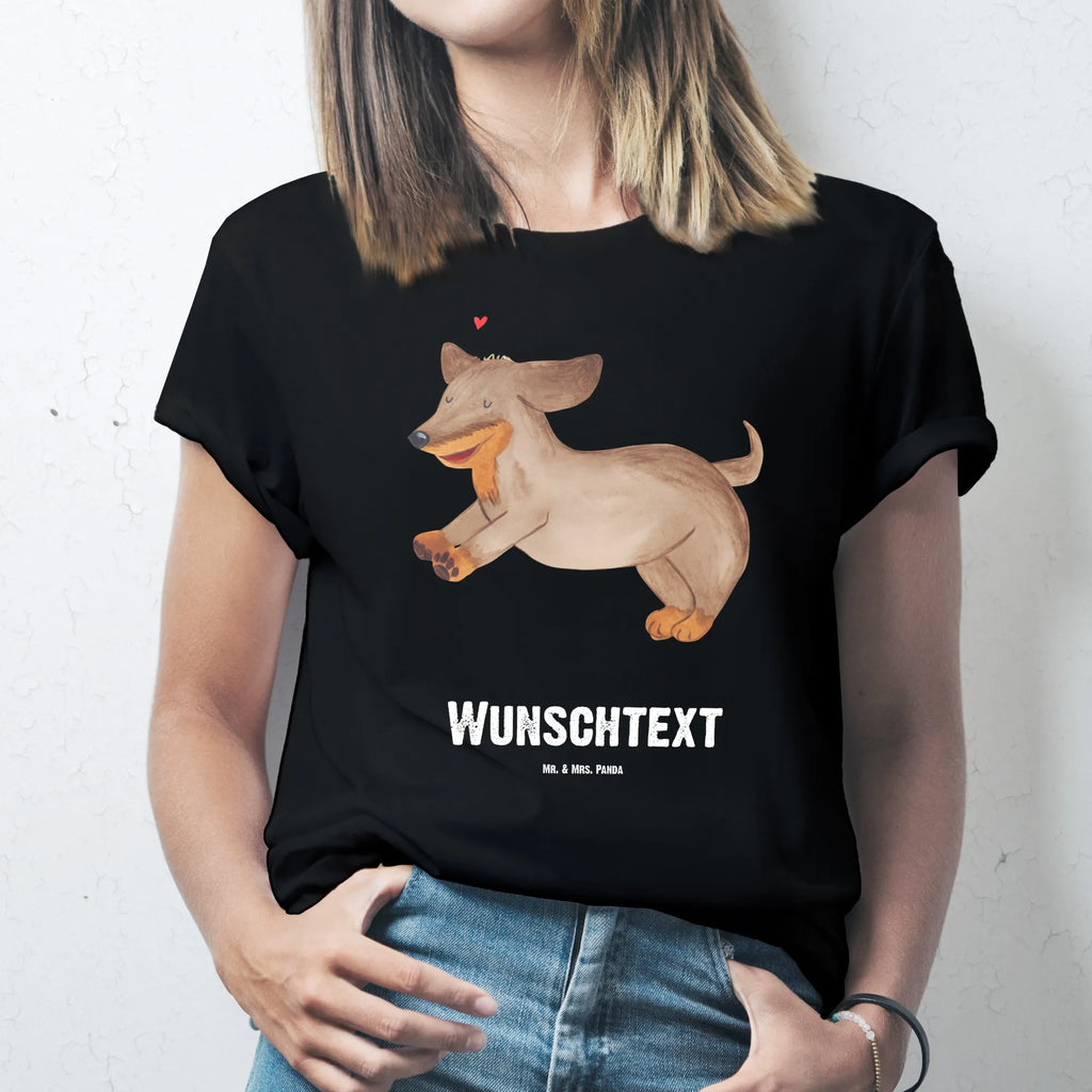 Rozmiar L Personalizowana koszulka pies Jamnik T-Shirt Personalisiert, Wunschtext, T-Shirt mit Namen, T-Shirt mit Aufruck, Bedrucken, Hundemotiv, Hund, Haustier, Tierliebhaber, Sprüche, Hunderasse, Hundebesitzer, Dachshund, Dackel, Happy Dog, Hunde