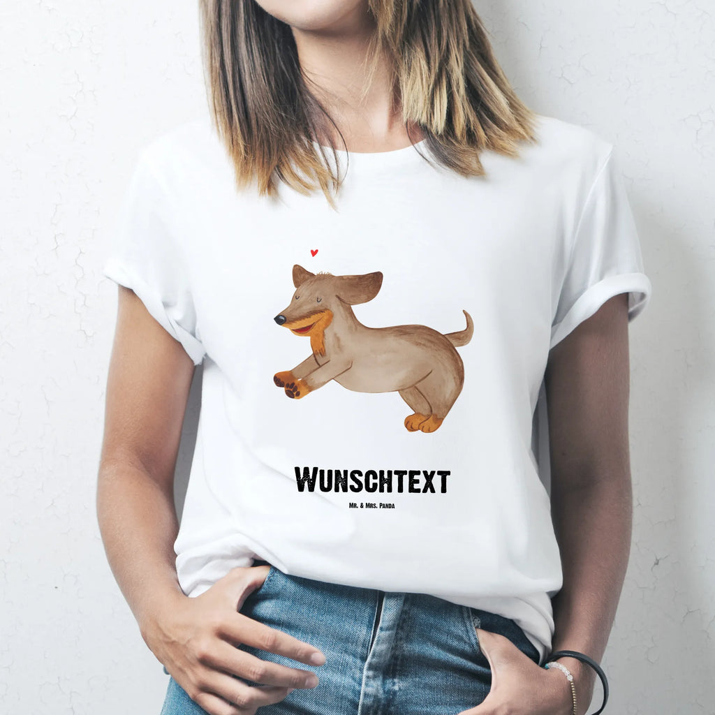 Rozmiar L Personalizowana koszulka pies Jamnik T-Shirt Personalisiert, Wunschtext, T-Shirt mit Namen, T-Shirt mit Aufruck, Bedrucken, Hundemotiv, Hund, Haustier, Tierliebhaber, Sprüche, Hunderasse, Hundebesitzer, Dachshund, Dackel, Happy Dog, Hunde