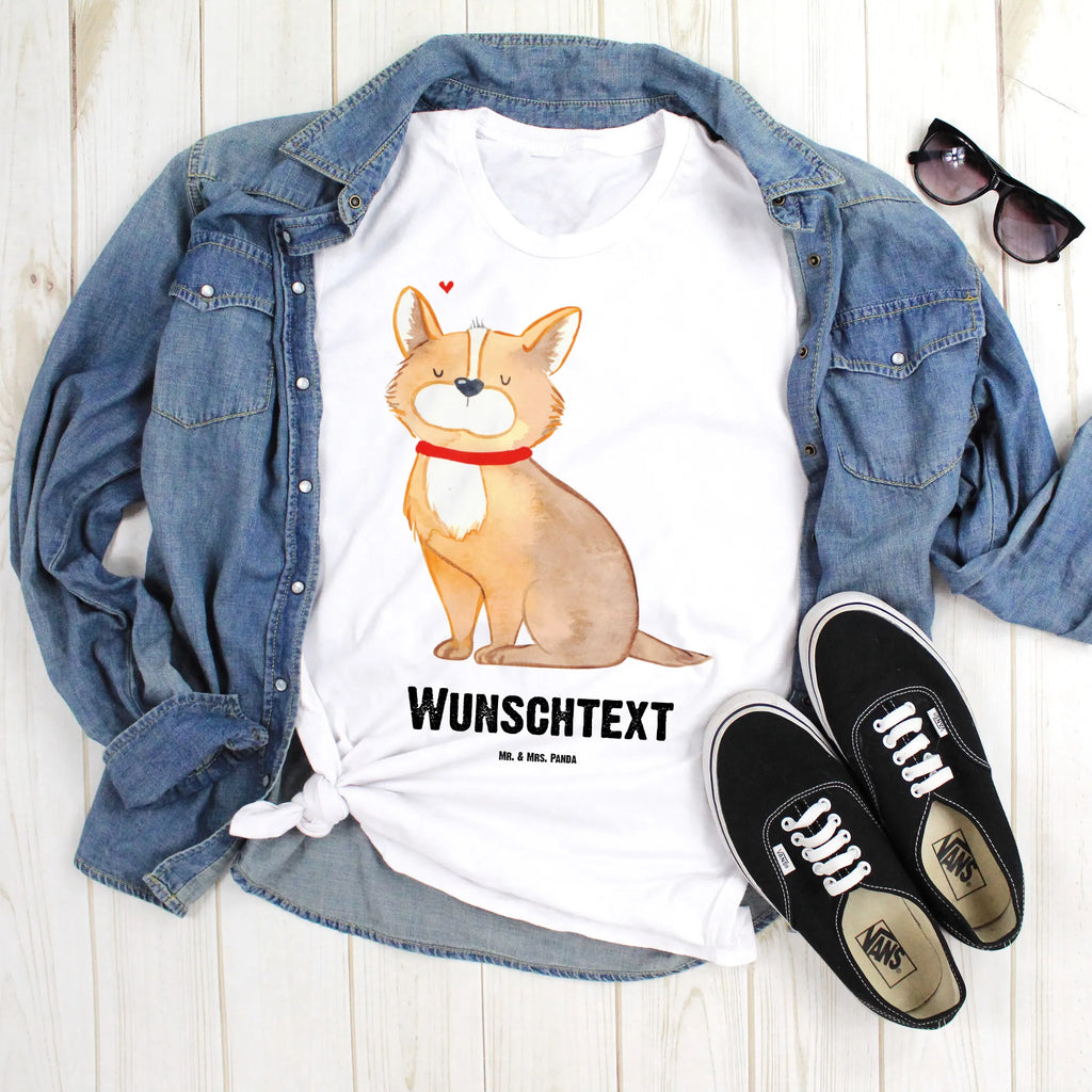 Rozmiar L Personalizowana koszulka Pies szczęście T-Shirt mit Aufruck, T-Shirt mit Namen, Wunschtext, Bedrucken, T-Shirt Personalisiert, Hundemotiv, Hund, Haustier, Tierliebhaber, Sprüche, Hunderasse, Hundebesitzer, Hundeliebe, Spruch, Hundemama, Corgie, Liebe