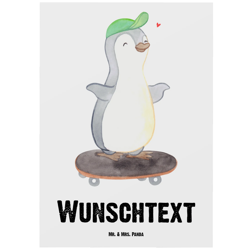Personalisierte Postkarte Pinguin Skateboarden Postkarte mit Wunschtext, Grußkarte mit Wunschtext, Geschenkkarte mit Wunschtext, Grußkarte mit Namen, Einladung mit Namen, Karte mit Namen, Postkarte Bedrucken, Einladung mit Wunschtext, Ansichtskarte mit Namen, Postkarte Personalisierbar, Postkarte mit Namen, Karte mit Wunschtext, Ansichtskarte mit Wunschtext, Geschenkkarte mit Namen, Geschenk, Schenken, Sport, Sportart, Hobby, Danke, Dankeschön, Auszeichnung, Gewinn, Sportler, Skateboard, Skateboard fahren, Skateplatz, Skaten, Skateboarden