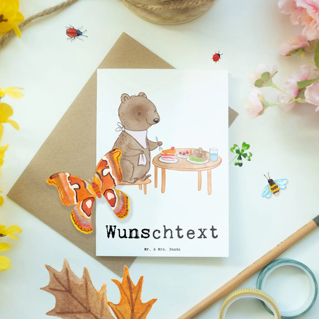 Personalised greetings card bear to eat out Gift, sport, hobby, giving, thank you, award, profit, athlete, restaurant, Eating out, eating out, dining out