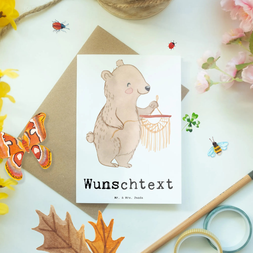 Personalised greetings card bear macrame Gift, sport, hobby, giving, thank you, award, profit, athlete, crafts with macrame, Macrame, crafts