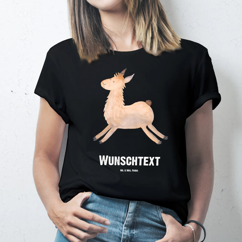 Personalisiertes T-Shirt Lama springend T-Shirt mit Namen, Wunschtext, T-Shirt mit Aufruck, T-Shirt Personalisiert, Bedrucken, Alpaka, Lama, Happy Day, Freundin, Liebeskummer, Abitur, Neustart, Guten Morgen, Fröhlich, Prüfung, Lamas, Start, Lieblingstag, Glück