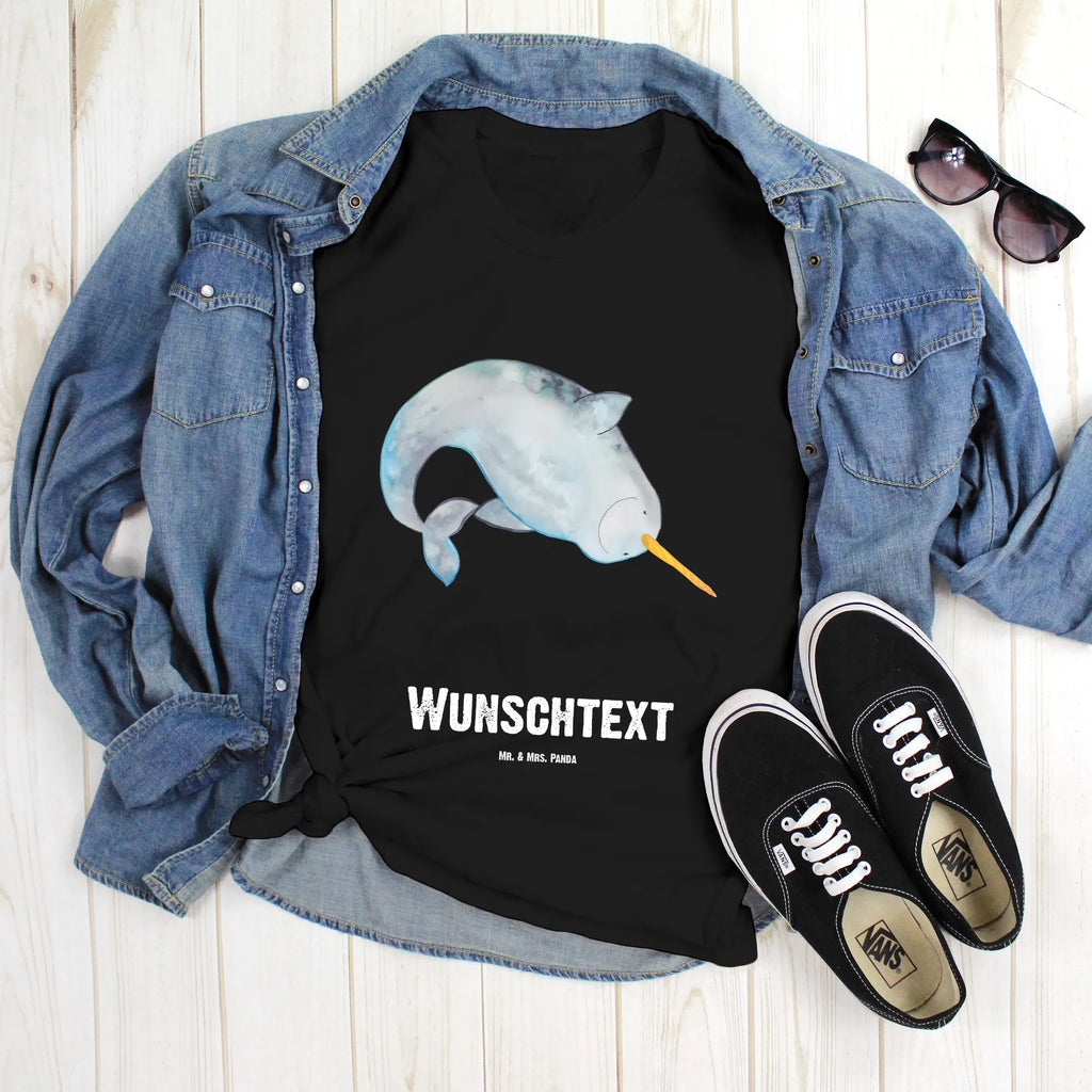 Rozmiar L Personalizowana koszulka Narwal T-Shirt mit Namen, Wunschtext, Bedrucken, T-Shirt mit Aufruck, T-Shirt Personalisiert, Meer, Urlaub, Meerestiere, Kinderzimmer, Aufräumen, Narwal, Junggesellin, Wal, Hausfrau, Putzen