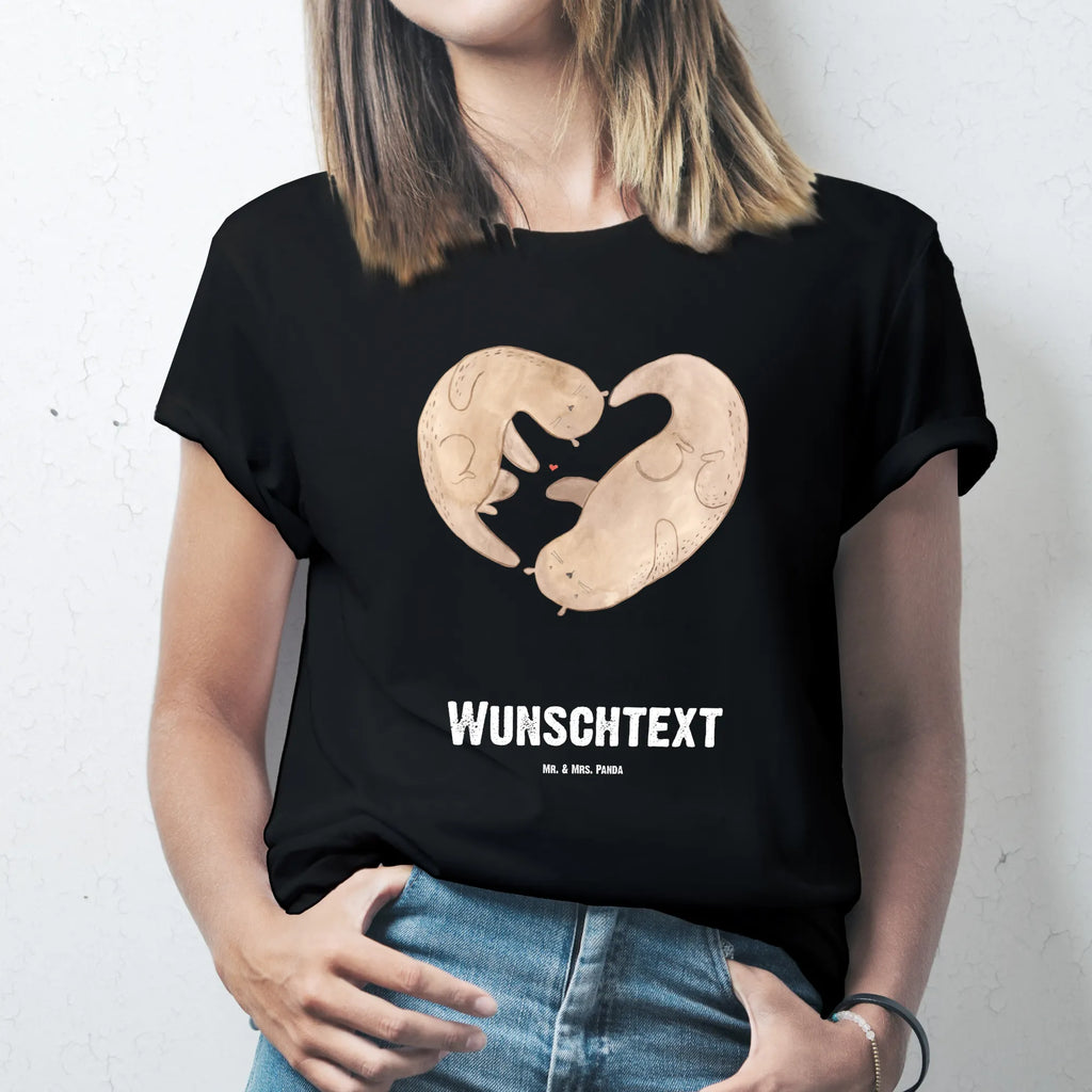 Personalisiertes T-Shirt Otter Herz T-Shirt mit Namen, T-Shirt mit Aufruck, Wunschtext, Bedrucken, Frauen, T-Shirt Personalisiert, Männer, Otter, Fischotter, Seeotter, gemeinsames Leben, Love you, Liebesbeweis, Liebe, Liebesgeschenk, Herz, Verlobung, Hochzeitstag, Jahrestag, Bessere Hälfte