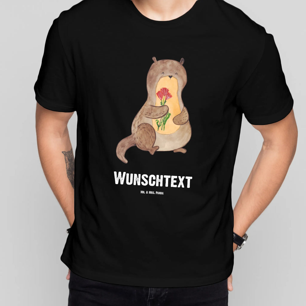 Rozmiar L Personalizowana koszulka wydra bukiet kwiatów T-Shirt mit Aufruck, Wunschtext, T-Shirt mit Namen, Bedrucken, T-Shirt Personalisiert, Fischotter, Seeotter, Otter, Otter Seeotter See Otter