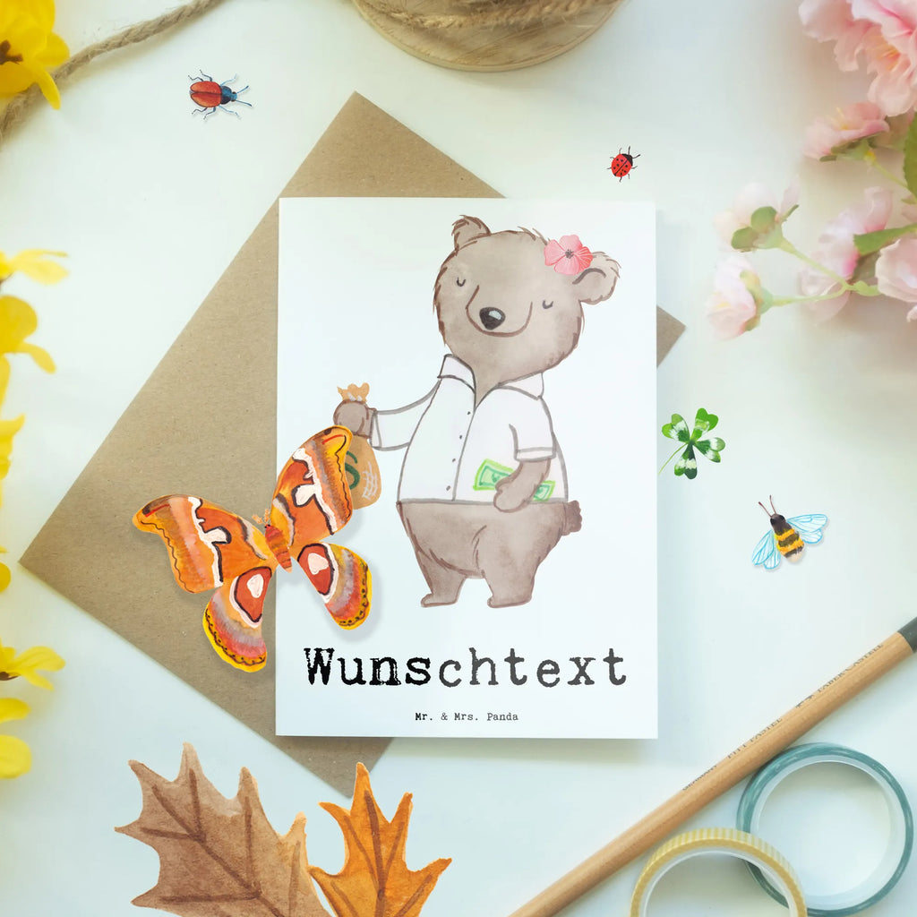 Personalised greetings card female banker heart gift, gift idea, best, farewell gift, passing exam, anniversary, retirement, promotion, job start, sayings, funny, profession