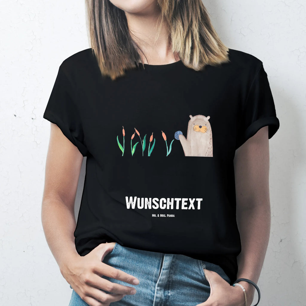 Personalisiertes T-Shirt Otter mit Stein T-Shirt mit Namen, T-Shirt mit Aufruck, T-Shirt Personalisiert, Bedrucken, Wunschtext, Fischotter, Seeotter, Otter, Otter Seeotter See Otter