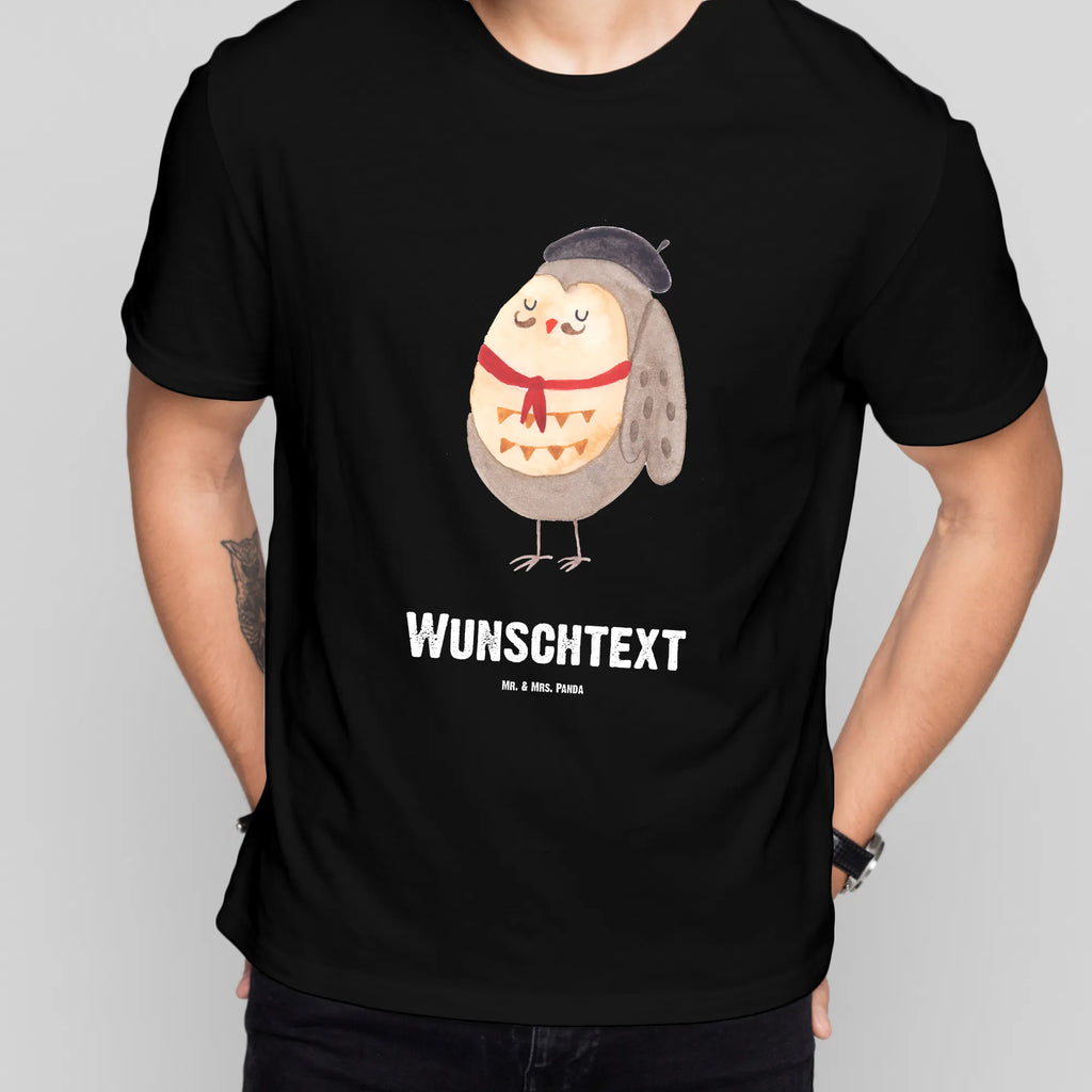 Personalised T-Shirt Owl France Wunschtext, Bedrucken, T-Shirt mit Namen, T-Shirt Personalisiert, T-Shirt mit Aufruck, Eule, Owl, Frankreich, Eule Deko, Spruch Französisch, La Vie Est Belle, Eulen, Spruch schön, Hibou, Das Leben Ist schön