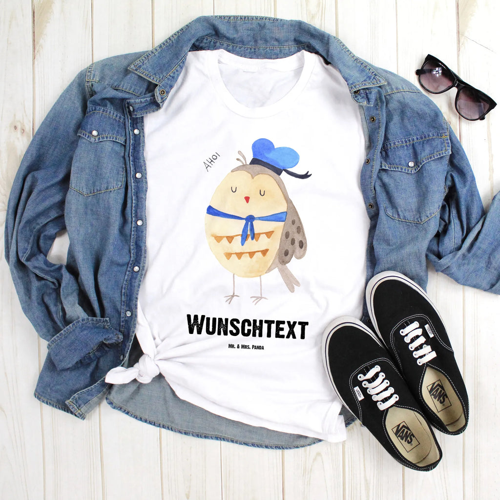 Personalised T-Shirt Owl sailor Wunschtext, T-Shirt mit Namen, Bedrucken, T-Shirt mit Aufruck, T-Shirt Personalisiert, Eule, Heimathafen, Owl, Eule Deko, Seefahrer, Hochzeitstag Geschenk, Eule Spruch, Ehe, Matrose, Freundin, Wortspiel Lustig