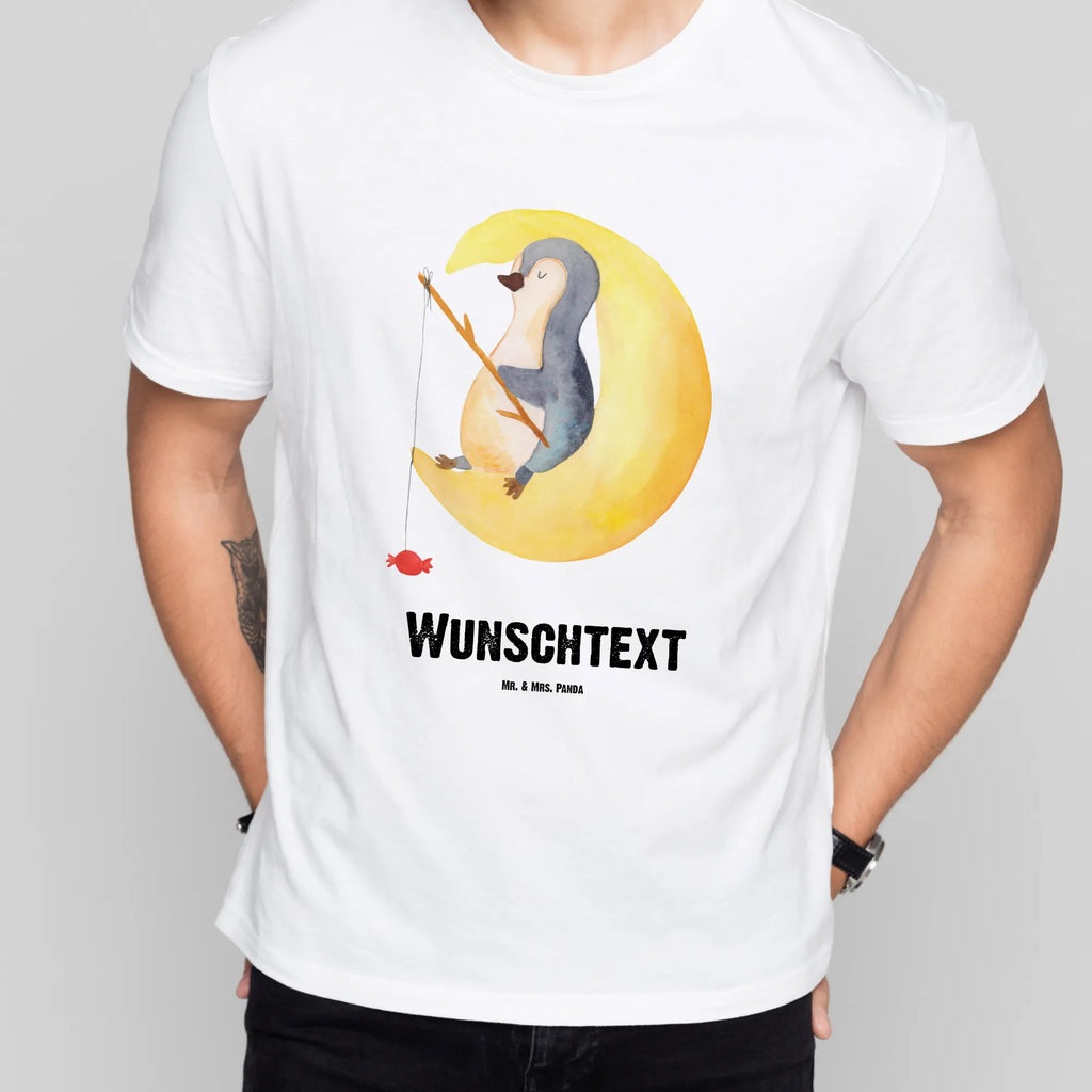 Personalised T-Shirt Penguin moon T-Shirt mit Namen, T-Shirt Personalisiert, T-Shirt mit Aufruck, Pinguin, Pinguine, Gästezimmer, Spruch, schlafen, Schlafzimmer, Einschlafen, Nachtruhe, Schlafstörungen