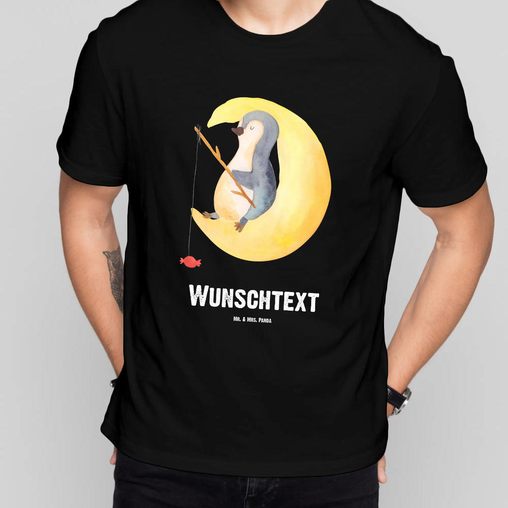 Personalised T-Shirt Penguin moon T-Shirt mit Namen, T-Shirt Personalisiert, T-Shirt mit Aufruck, Pinguin, Pinguine, Gästezimmer, Spruch, schlafen, Schlafzimmer, Einschlafen, Nachtruhe, Schlafstörungen