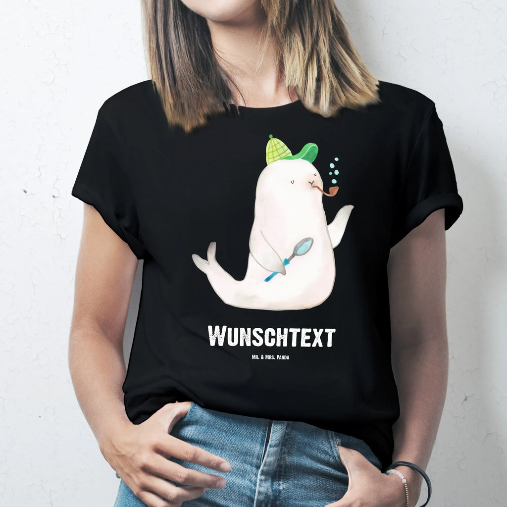 Personalised T-Shirt seal sherlock T-Shirt Personalisiert, Wunschtext, Bedrucken, T-Shirt mit Namen, T-Shirt mit Aufruck, Lustige Sprüche, Gute Laune, Tiere, Tiermotive