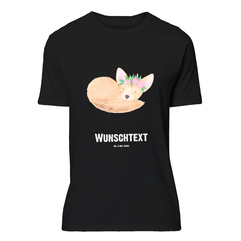 Personalised T-Shirt desert fox Flower Bedrucken, Männer, T-Shirt mit Aufruck, Wunschtext, T-Shirt mit Namen, T-Shirt Personalisiert, Frauen, Wildtiere, Afrika, Blumen, Wüste, Glücklich, Blumenkranz, Wüstenfuchs