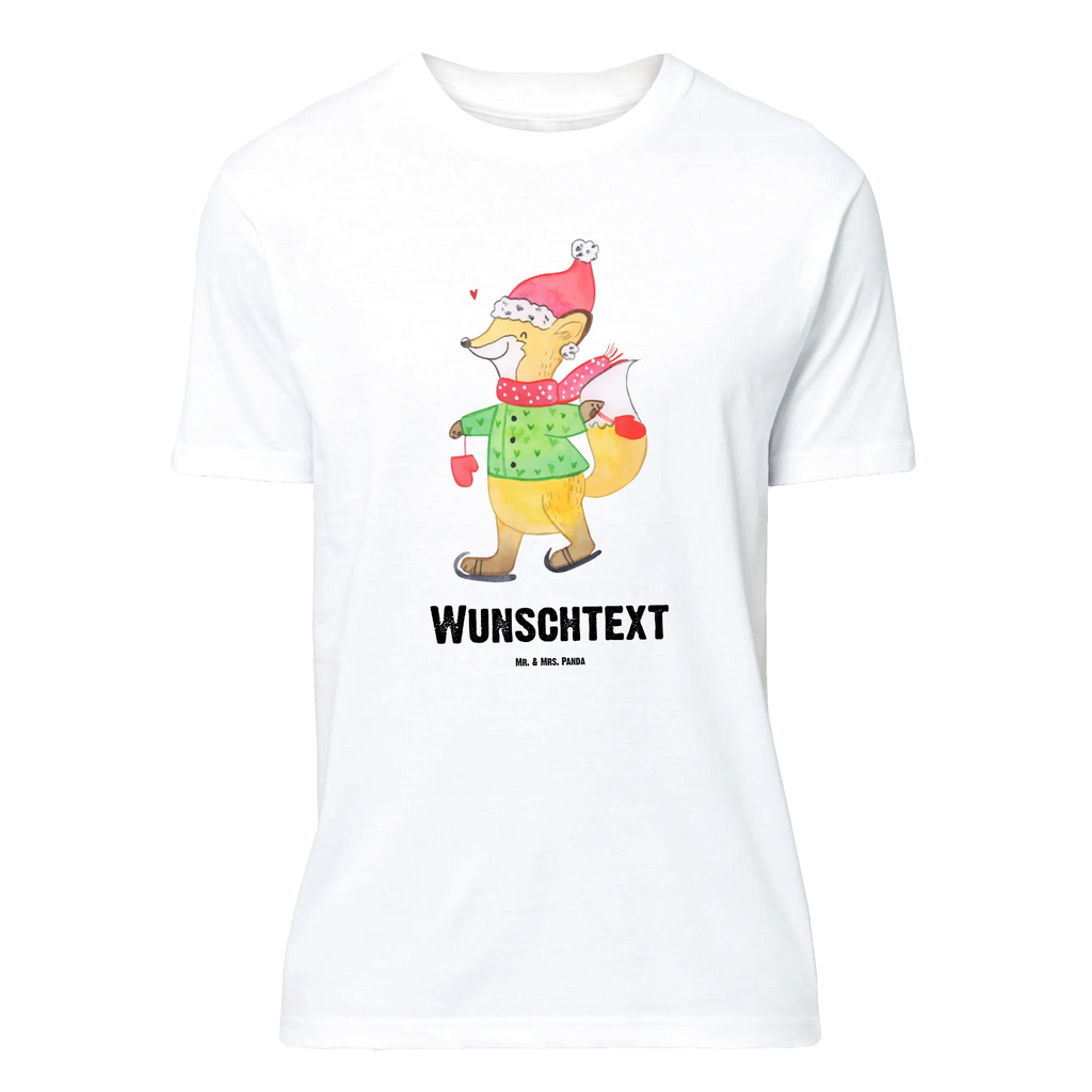 Personalisiertes T-Shirt Fuchs  Schlittschuhe Bedrucken, T-Shirt mit Aufruck, T-Shirt Personalisiert, Wunschtext, T-Shirt mit Namen, Nikolaus, Weihnachtsdeko, Winter, Heiligabend, Advent, Wintermotiv, Weihnachten, Weihnachtsmann, Weihnachtsbaum, Weihnachtszeit, Weihnachtstage, Tannenbaum