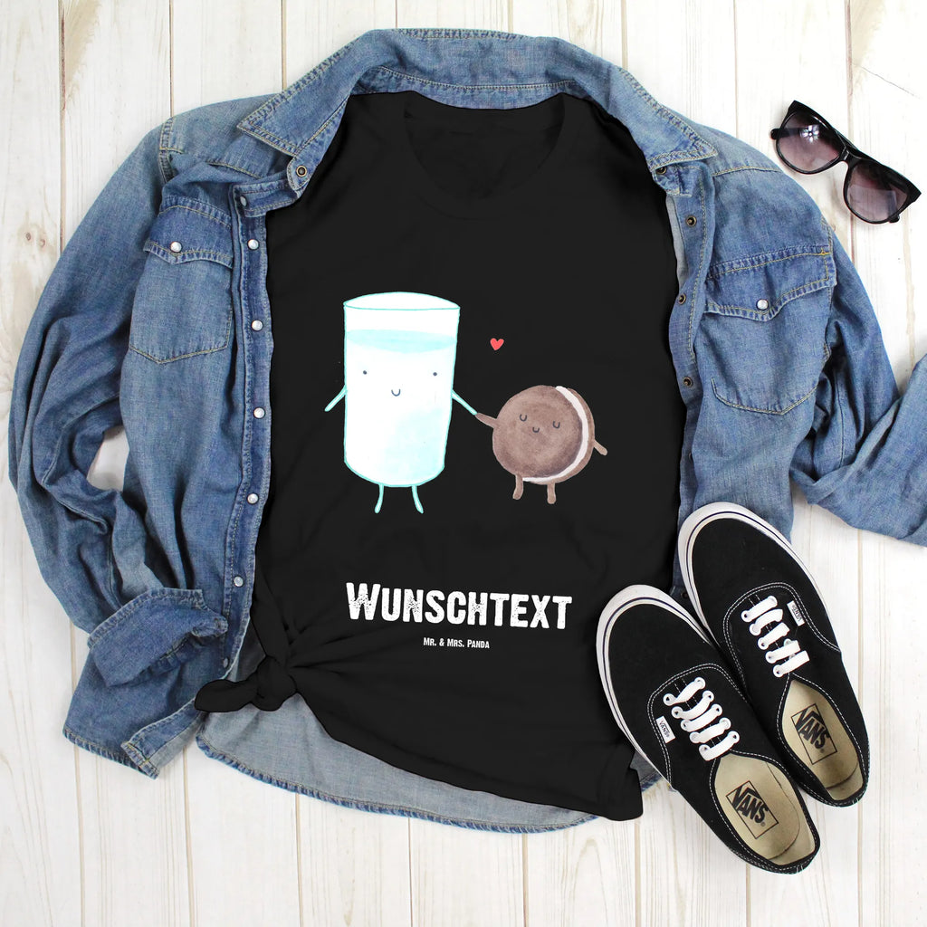 Personalisiertes T-Shirt Milch & Keks Wunschtext, Bedrucken, T-Shirt Personalisiert, T-Shirt mit Aufruck, T-Shirt mit Namen, Lustige Sprüche, Gute Laune, Tiere, Tiermotive, Kaffee, Cookie, Romantisch, Keks, Milk, Motiv Süß, Einladung Frühstück, Milch, Perfektes Paar, Kekse