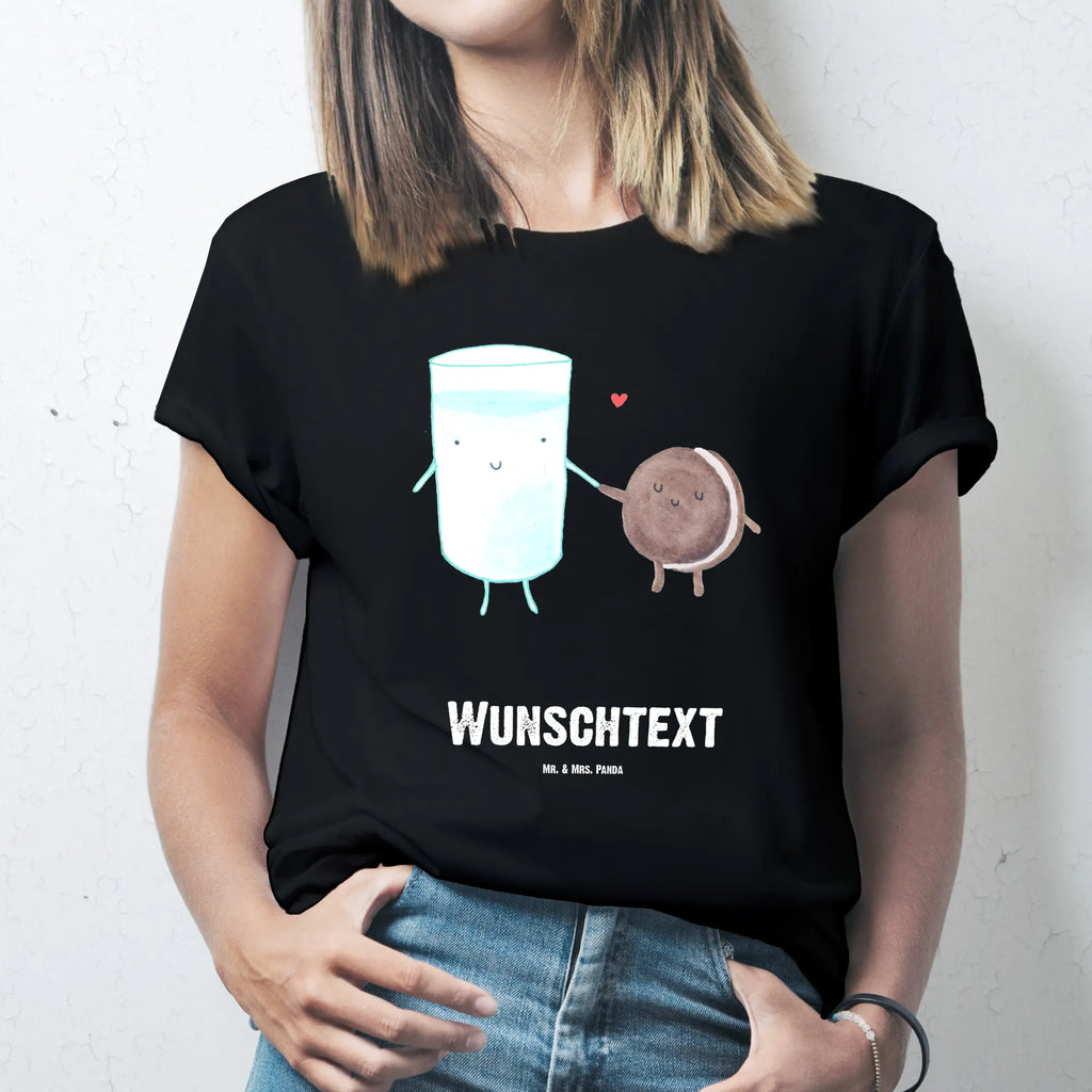 Personalisiertes T-Shirt Milch & Keks Wunschtext, Bedrucken, T-Shirt Personalisiert, T-Shirt mit Aufruck, T-Shirt mit Namen, Lustige Sprüche, Gute Laune, Tiere, Tiermotive, Kaffee, Cookie, Romantisch, Keks, Milk, Motiv Süß, Einladung Frühstück, Milch, Perfektes Paar, Kekse