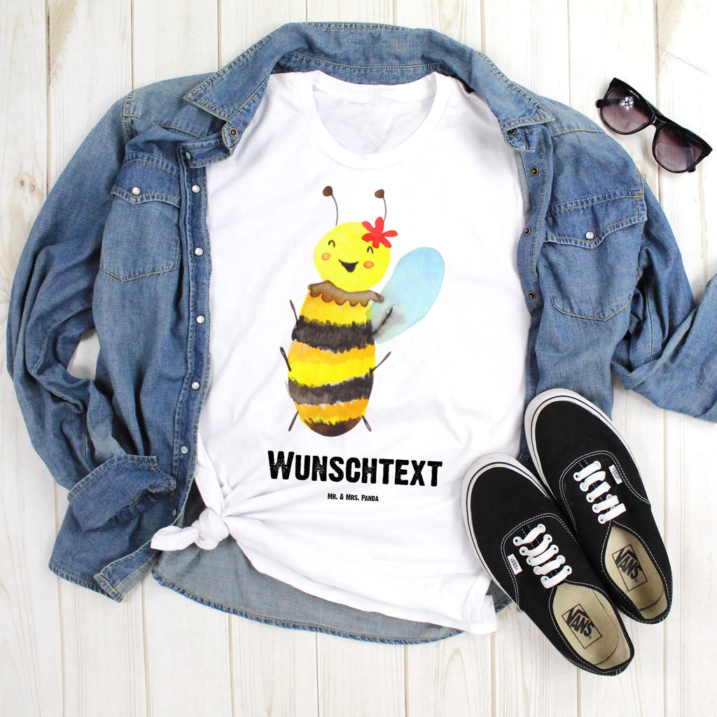 Personalised T-Shirt bee happy Frauen, T-Shirt mit Namen, Damen, T-Shirt Personalisiert, T-Shirt mit Aufruck, Männer, Herren, Hummel, Biene, Wespe