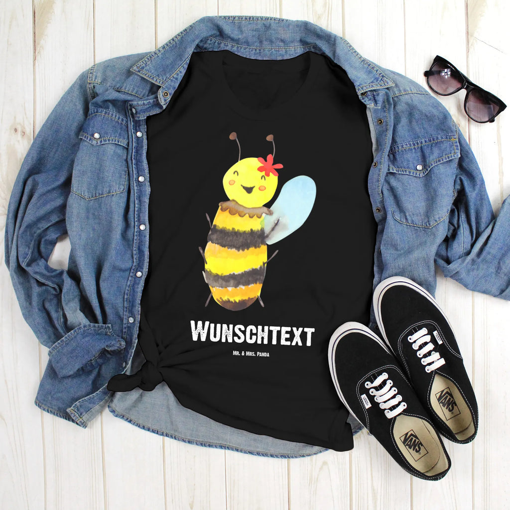 Personalised T-Shirt bee happy Frauen, T-Shirt mit Namen, Damen, T-Shirt Personalisiert, T-Shirt mit Aufruck, Männer, Herren, Hummel, Biene, Wespe