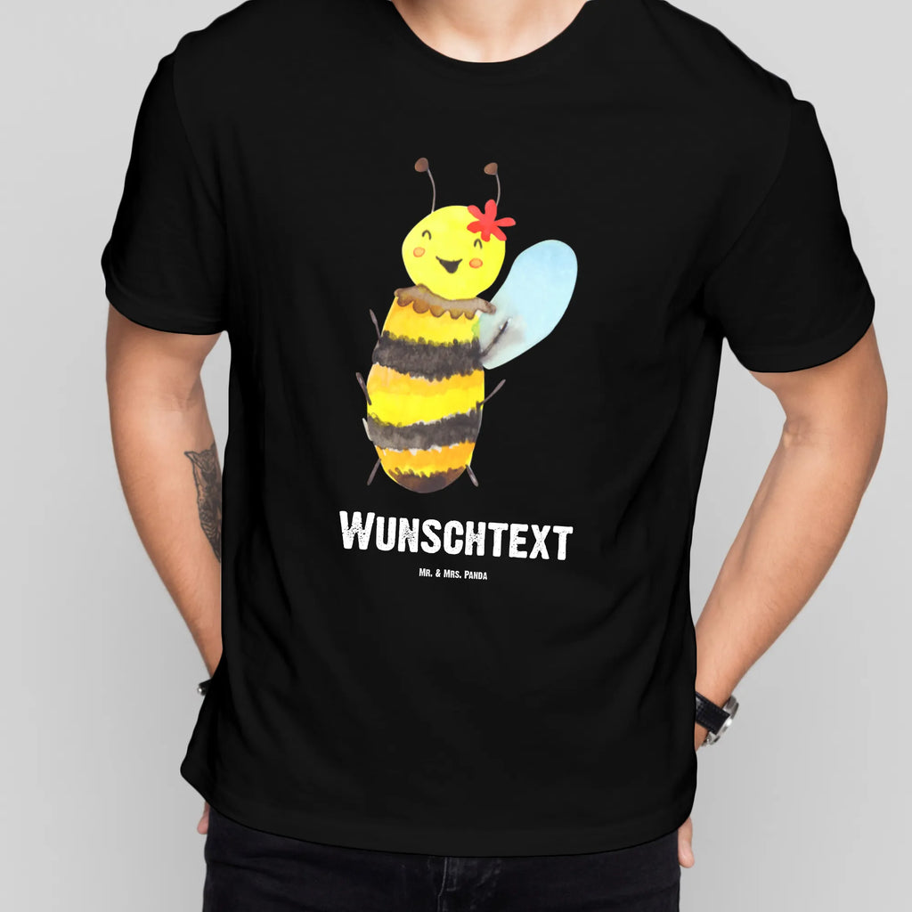 Personalised T-Shirt bee happy Frauen, T-Shirt mit Namen, Damen, T-Shirt Personalisiert, T-Shirt mit Aufruck, Männer, Herren, Hummel, Biene, Wespe
