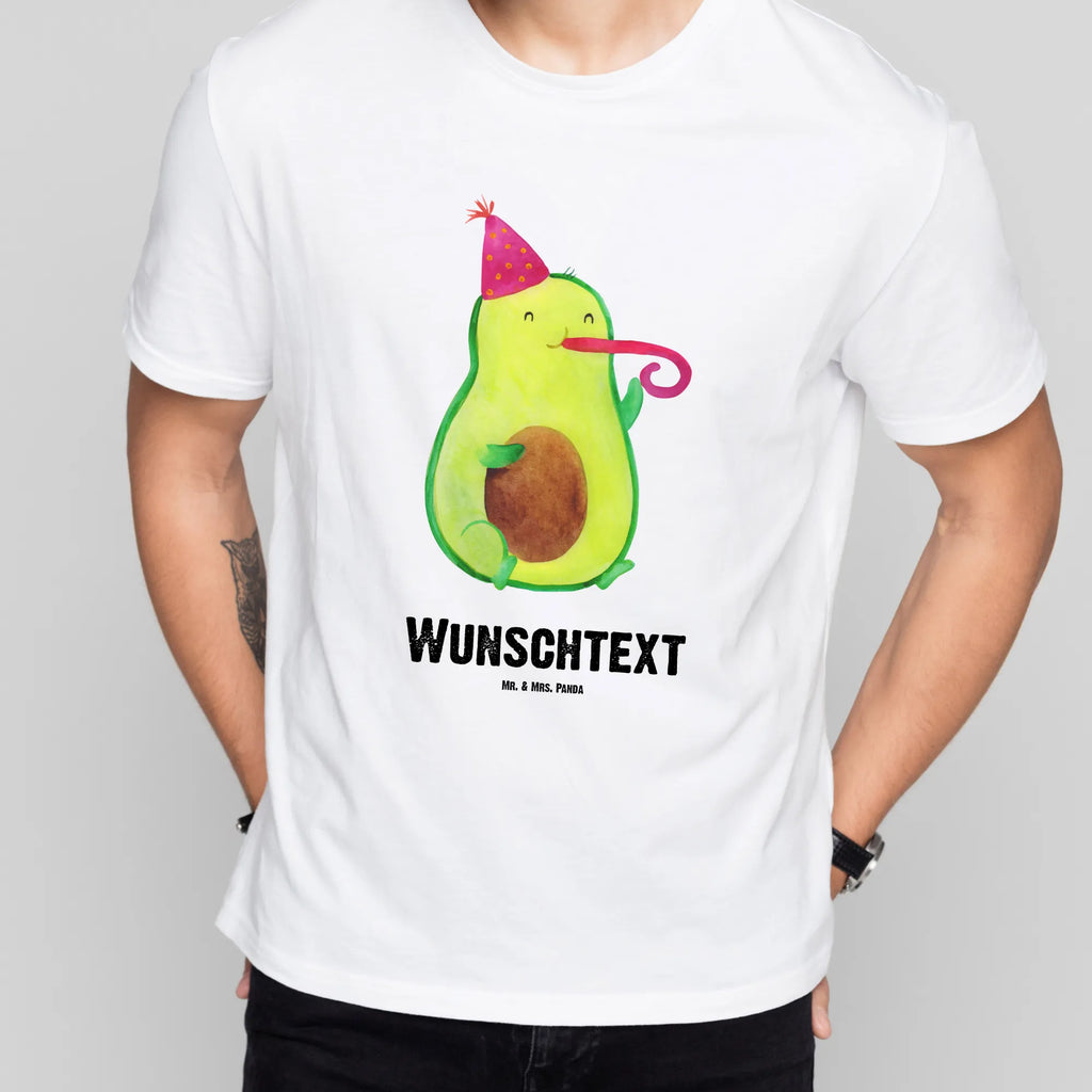 Personalised T-Shirt avocado Celebration T-Shirt mit Namen, T-Shirt mit Aufruck, T-Shirt Personalisiert, Bedrucken, Wunschtext, Frauen, Männer, Avocado, Veggie, Vegan, Gesund, Feierlichkeit, Party, Feier, Tröte, Gute Laune, Geburtstag, Fete