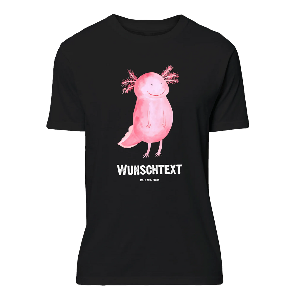 Personalisiertes T-Shirt Axolotl glücklich Wunschtext, Bedrucken, T-Shirt mit Namen, T-Shirt Personalisiert, T-Shirt mit Aufruck, Molch, Axolotl, Gute Laune, Lurch, Schwanzlurch, Axolot, Lurche, Motivation