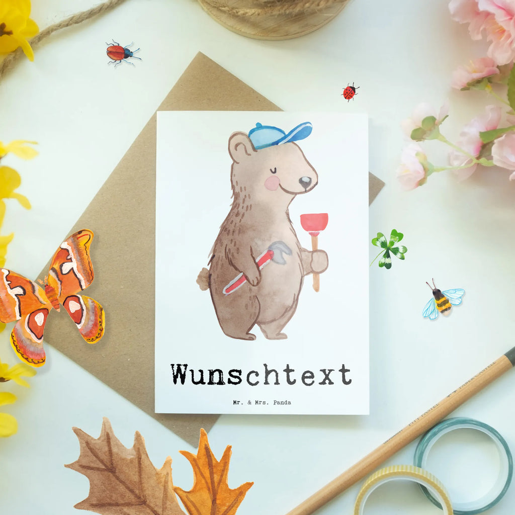 Personalised greetings card Plumber Heart gift, gift idea, best, farewell gift, passing exam, anniversary, retirement, promotion, job start, sayings, funny, profession