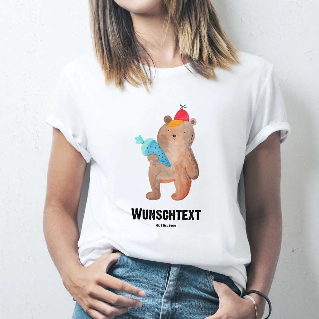 Rozmiar L Personalizowana koszulka Niedźwiedź Torebka szkolna Bedrucken, T-Shirt Personalisiert, T-Shirt mit Namen, Frauen, Wunschtext, Männer, T-Shirt mit Aufruck, Bär, Teddy, Teddybär, Bär Motiv, Schulanfang, Schultüte, Erster Schultag Geschenk, Grundschule, Schulbeginn, Schule Geschenk, Einschulung Geschenk