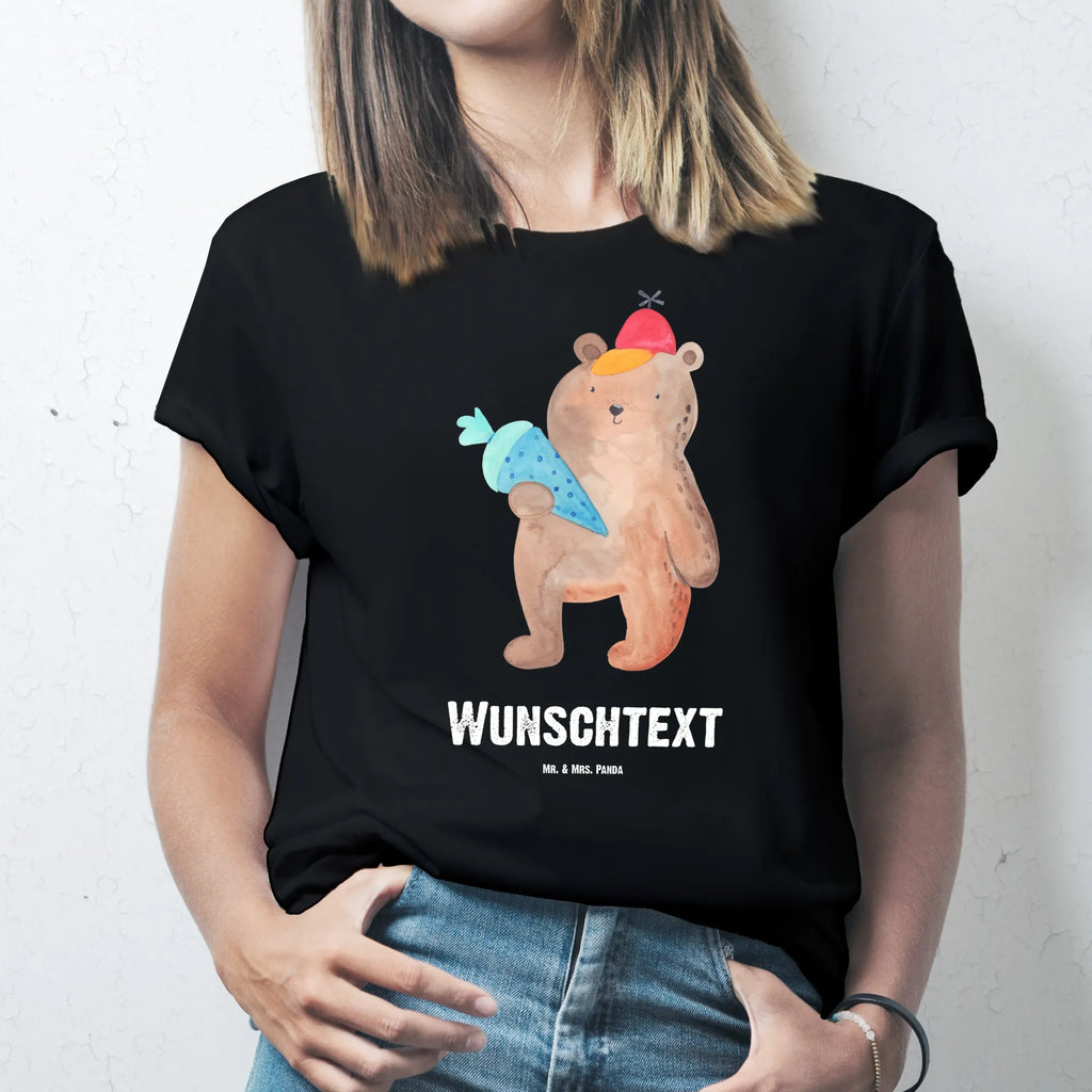 Rozmiar L Personalizowana koszulka Niedźwiedź Torebka szkolna Bedrucken, T-Shirt Personalisiert, T-Shirt mit Namen, Frauen, Wunschtext, Männer, T-Shirt mit Aufruck, Bär, Teddy, Teddybär, Bär Motiv, Schulanfang, Schultüte, Erster Schultag Geschenk, Grundschule, Schulbeginn, Schule Geschenk, Einschulung Geschenk