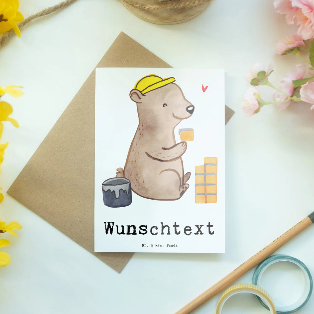 Personalised greetings card bricklayer heart gift, gift idea, best, farewell gift, passing exam, anniversary, retirement, promotion, job start, sayings, funny, profession