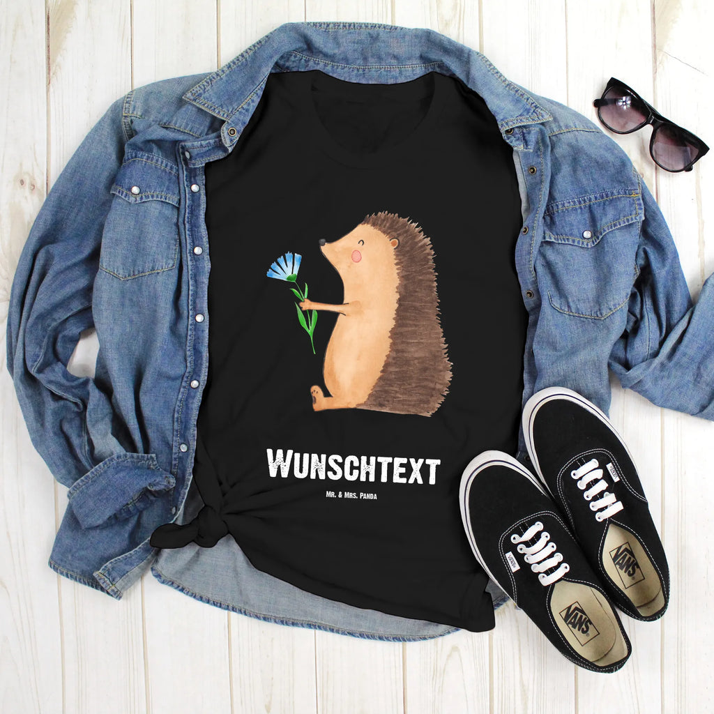 Rozmiar L Personalizowana koszulka jeż Kwiaty T-Shirt mit Namen, T-Shirt mit Aufruck, T-Shirt Personalisiert, Bedrucken, Wunschtext, Lustige Sprüche, Gute Laune, Tiere, Tiermotive, Gute Besserung, Besuch, Krankenhaus, krank, Krankheit, Genesungswünsche, Igel