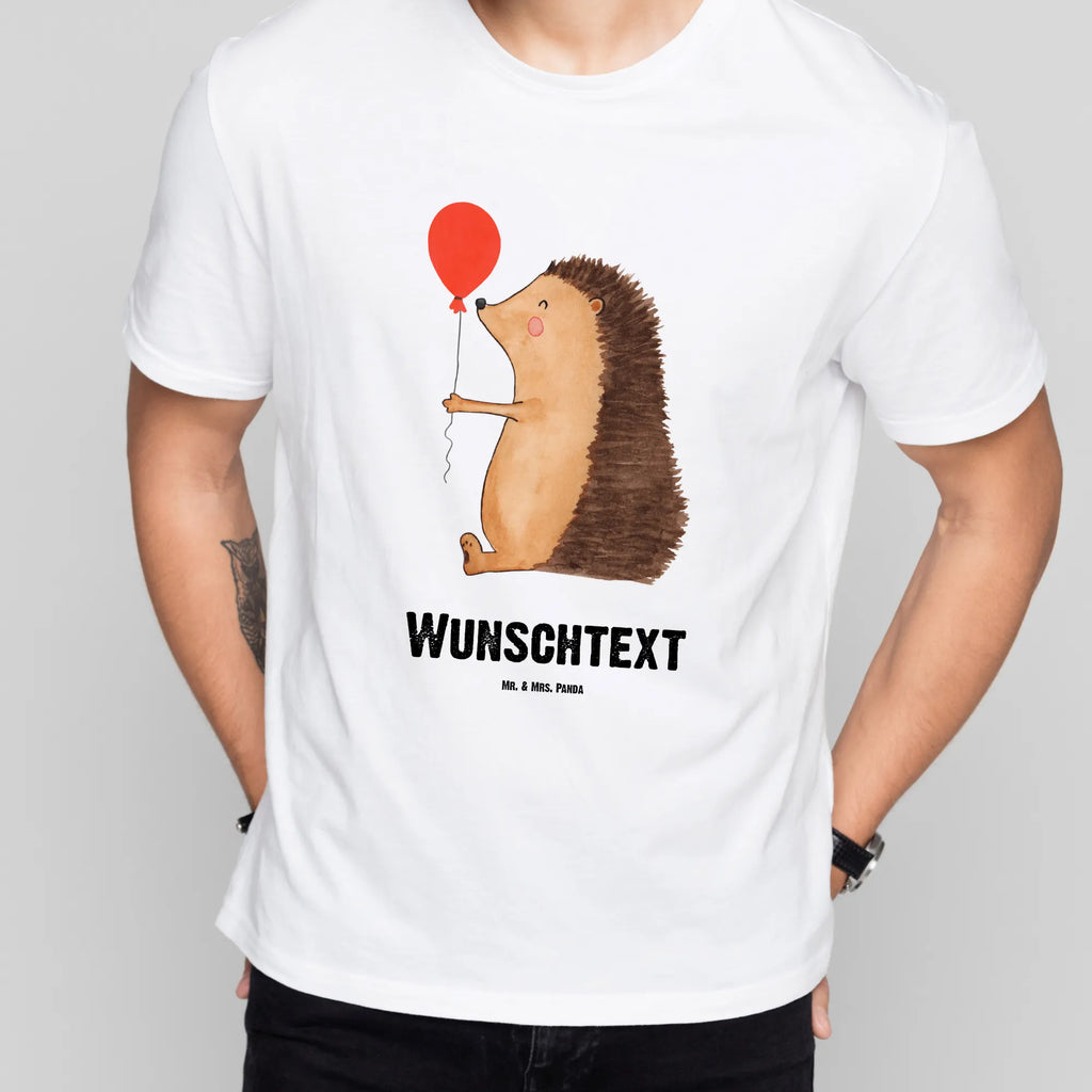 Rozmiar L Personalizowana koszulka jeż balon T-Shirt Personalisiert, T-Shirt mit Namen, Bedrucken, T-Shirt mit Aufruck, Wunschtext, Lustige Sprüche, Gute Laune, Tiere, Tiermotive, Geburtstagskind, Igel, Glückwunsch, Geburtstag, Herzlichen Glückwunsch, Ballon, Happy Birthday