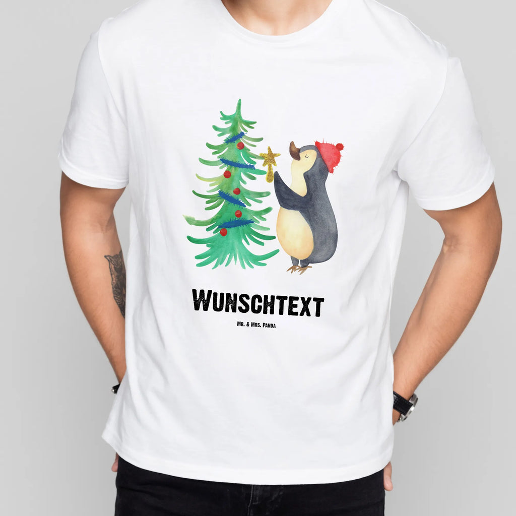 Personalisiertes T-Shirt Pinguin Weihnachtsbaum Bedrucken, T-Shirt mit Aufruck, T-Shirt Personalisiert, Wunschtext, T-Shirt mit Namen, Nikolaus, Weihnachtsdeko, Winter, Heiligabend, Advent, Wintermotiv, Weihnachten, Pinguin
