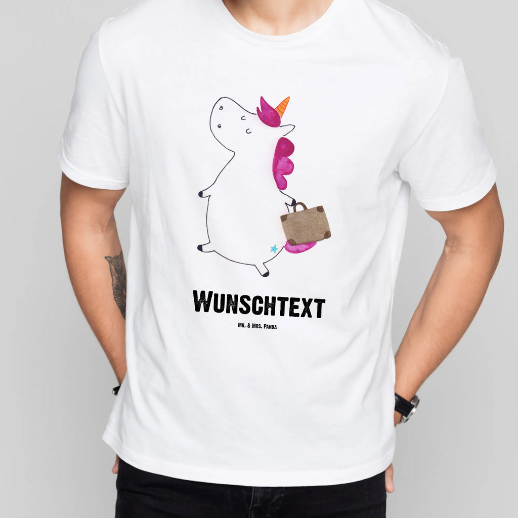 Rozmiar L Personalizowana koszulka Jednorożec walizka Bedrucken, T-Shirt mit Namen, T-Shirt Personalisiert, Wunschtext, T-Shirt mit Aufruck, Einhorn Deko, Unicorn, Einhorn, Einhörner, Erwachsen, Verreisen, Lustig, Kind, Abenteuer, Koffer, Witzig, Reise, Gepäck, Albern, Spaß