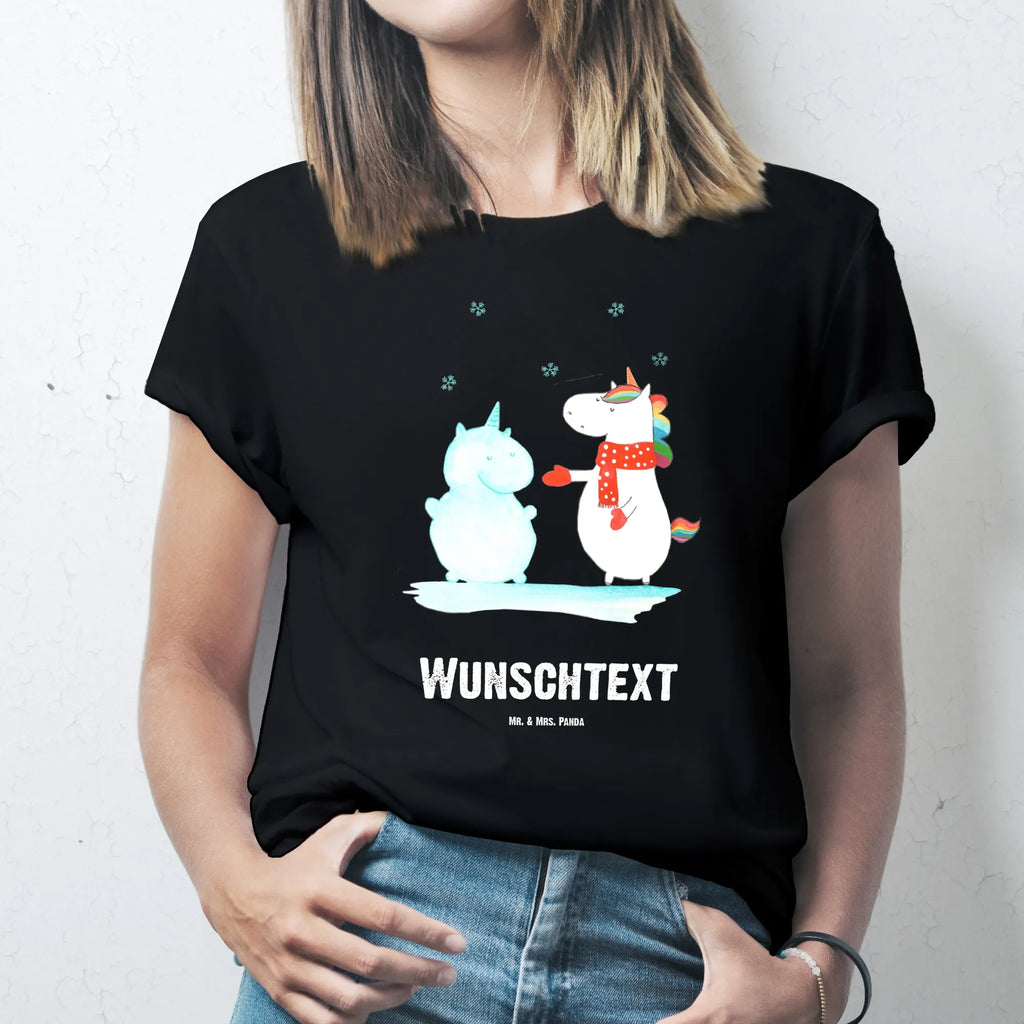 Rozmiar L Personalizowana koszulka jednorożec Bałwan T-Shirt mit Namen, Wunschtext, Bedrucken, T-Shirt mit Aufruck, T-Shirt Personalisiert, Einhorn Deko, Unicorn, Einhorn, Einhörner, Winter, Schneemann, X-Mas, Schnee, kalt, Handschuhe, Weihnachten, Mütze, Kuchen