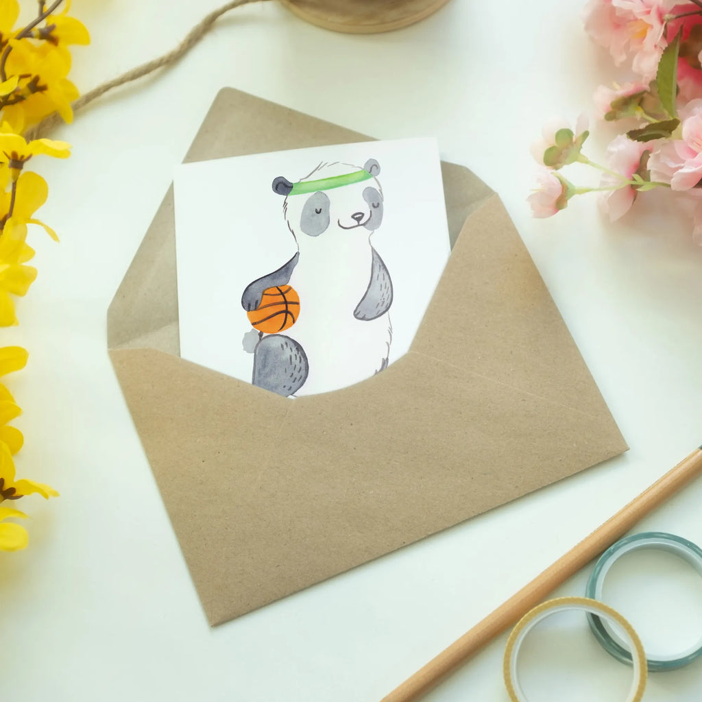 Personalised greetings card panda basketball Gift, sport, hobby, giving, thank you, award, profit, athlete, basketball club, basketball court, basketball, basketball association