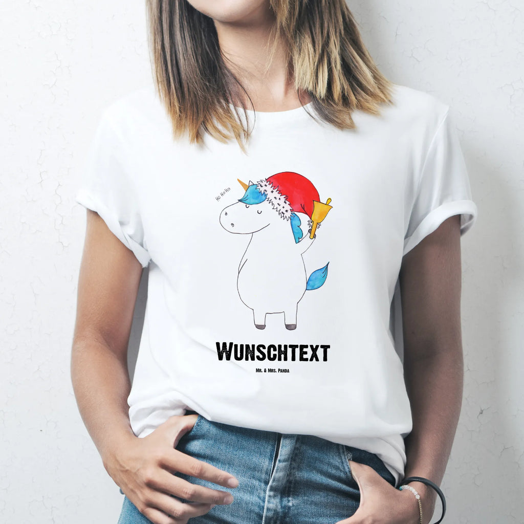 Personalisiertes T-Shirt Einhorn Weihnachtsmann T-Shirt Personalisiert, T-Shirt mit Namen, Wunschtext, Bedrucken, T-Shirt mit Aufruck, Einhorn Deko, Unicorn, Einhorn, Einhörner, Feenstaub, Nikolaus, Weihnachten, Gin, Wunschliste, Schoki, Wunschzettel, Schokolade, Weihnachtsmann